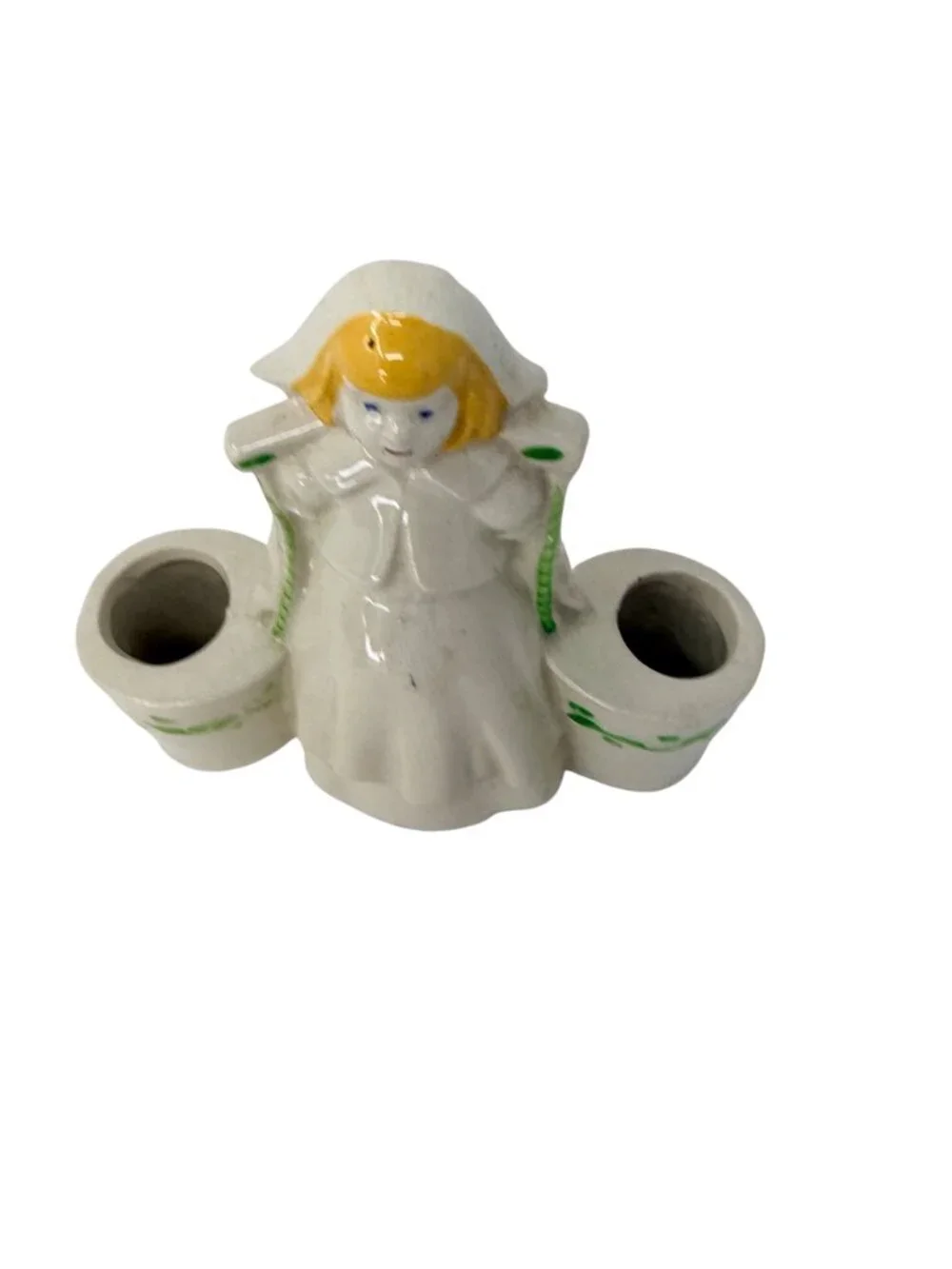 Vintage‎ 1940s Shawnee Pottery Ceramic Dutch Girl Double Planter Water Carrier